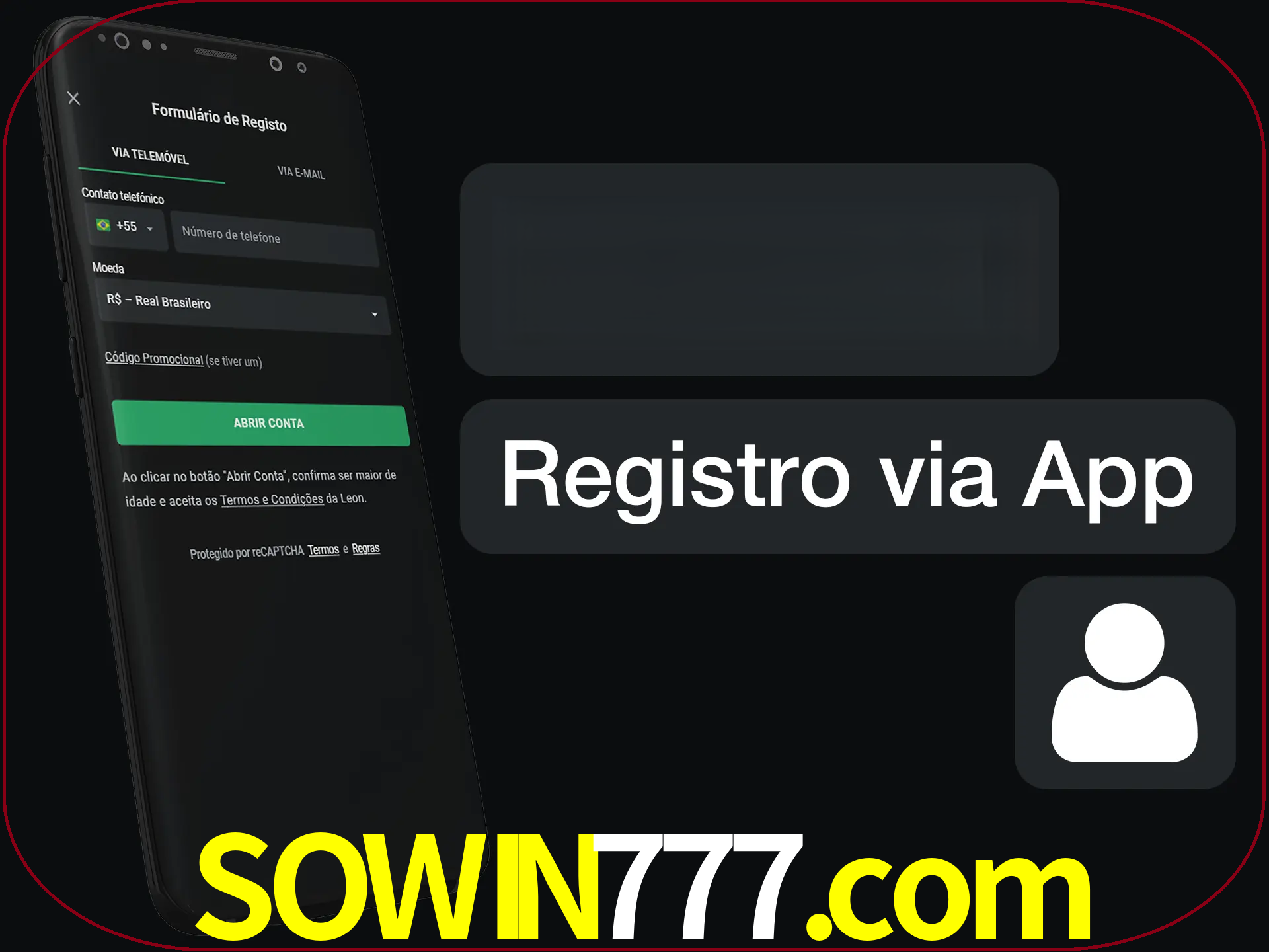 Registre-se com duas etapas usando o aplicativo.