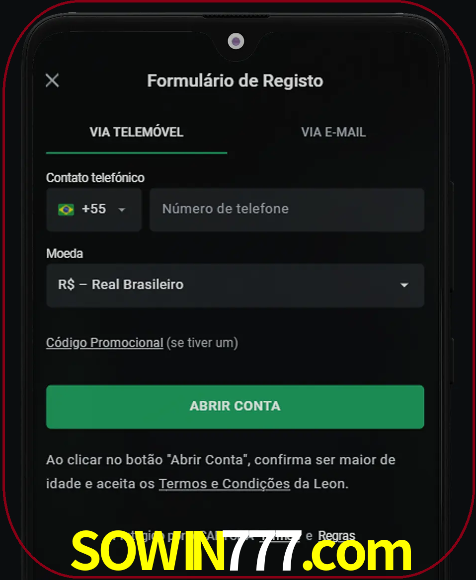 Abra o aplicativo e inicie o processo de registro.