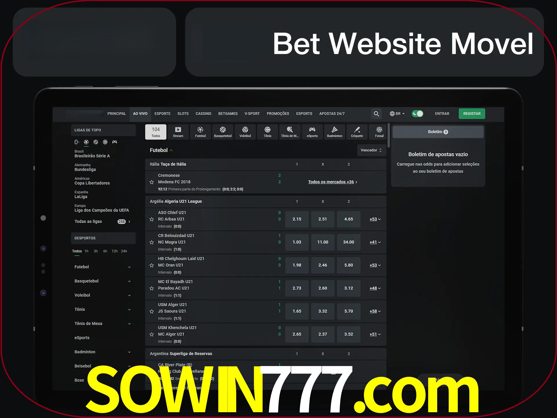 Use nosso website em qualquer dispositivo.